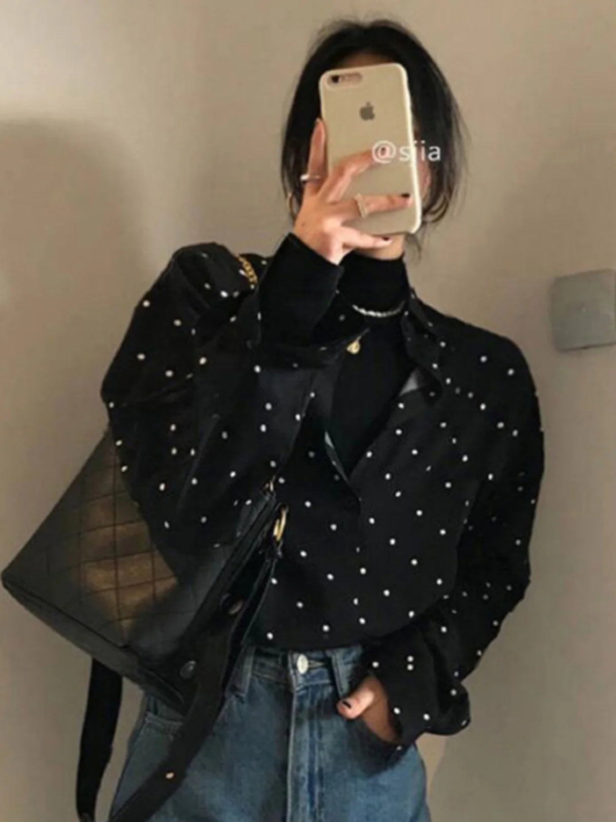 Black Polka Dot Long Sleeve Shirt Women Early Autumn New Design Sensation Korean Style Elegant Top Vintage Retro Style